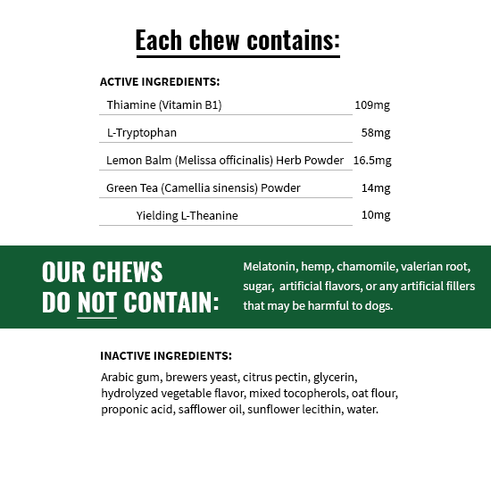 Lively Paws Calm Ingredient List